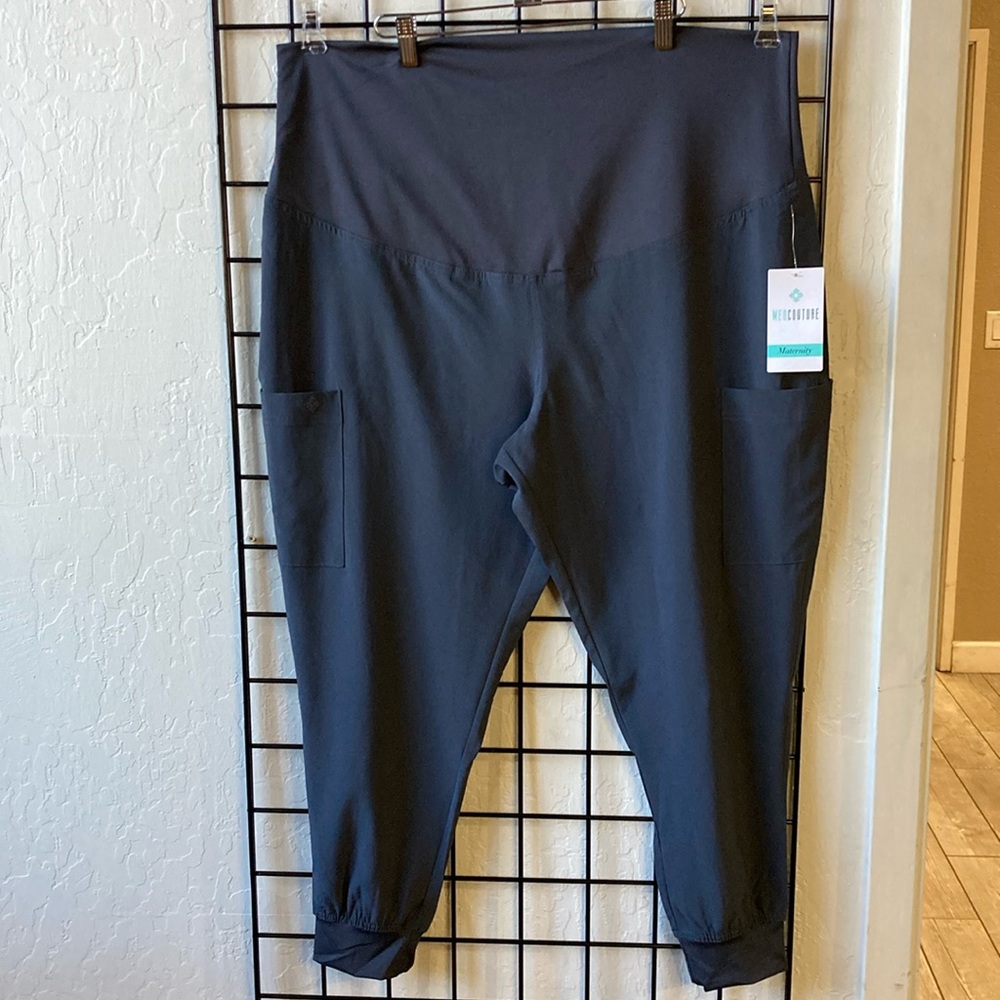 Med Couture Women's MATERNITY Dark Blue Jogger Scrub Pants XL PETITE
